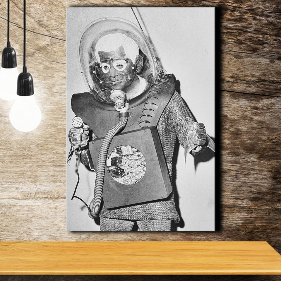 Martian Man Black And White Print, Man From Planet X Canvas Prints Wall Art Home Decor