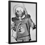 Martian Man Black And White Print, Man From Planet X Framed Art Print Wall Art Decor,Framed Picture