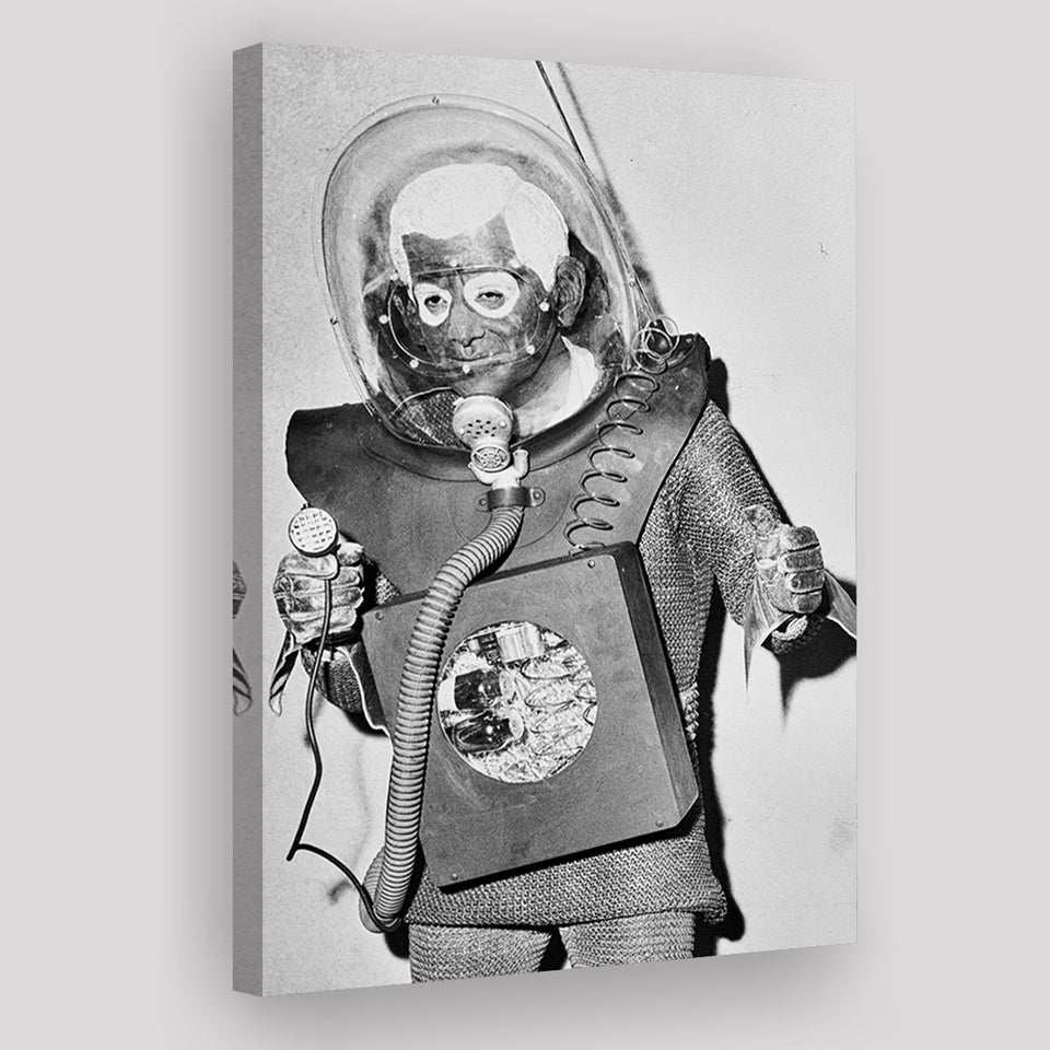 Martian Man Black And White Print, Man From Planet X Canvas Prints Wall Art Home Decor