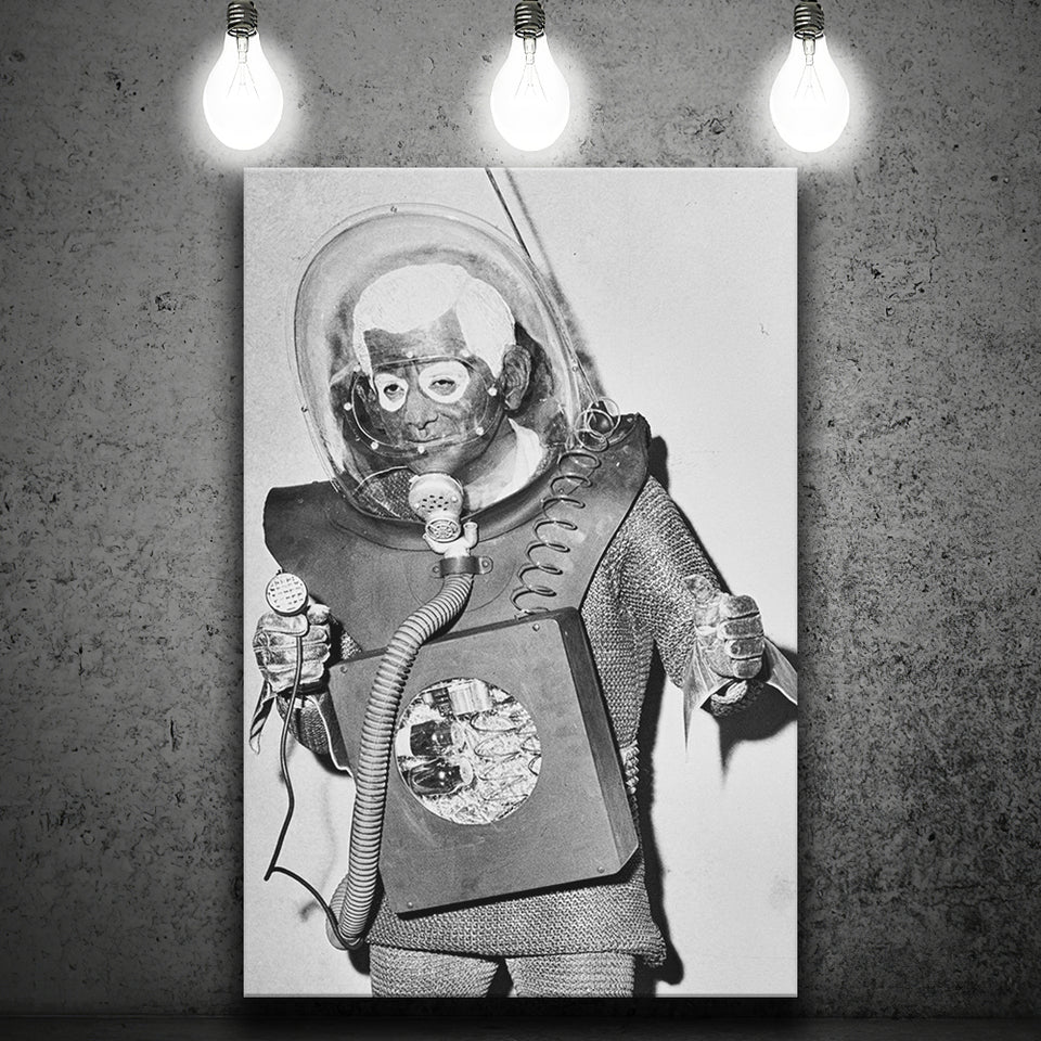 Martian Man Black And White Print, Man From Planet X Canvas Prints Wall Art Home Decor