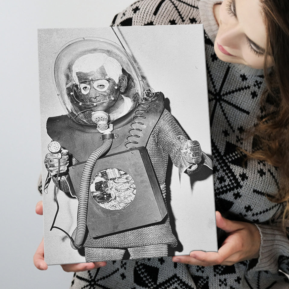 Martian Man Black And White Print, Man From Planet X Canvas Prints Wall Art Home Decor