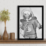 Martian Man Black And White Print, Man From Planet X Framed Canvas Prints Wall Art Home Decor, Floating Frame