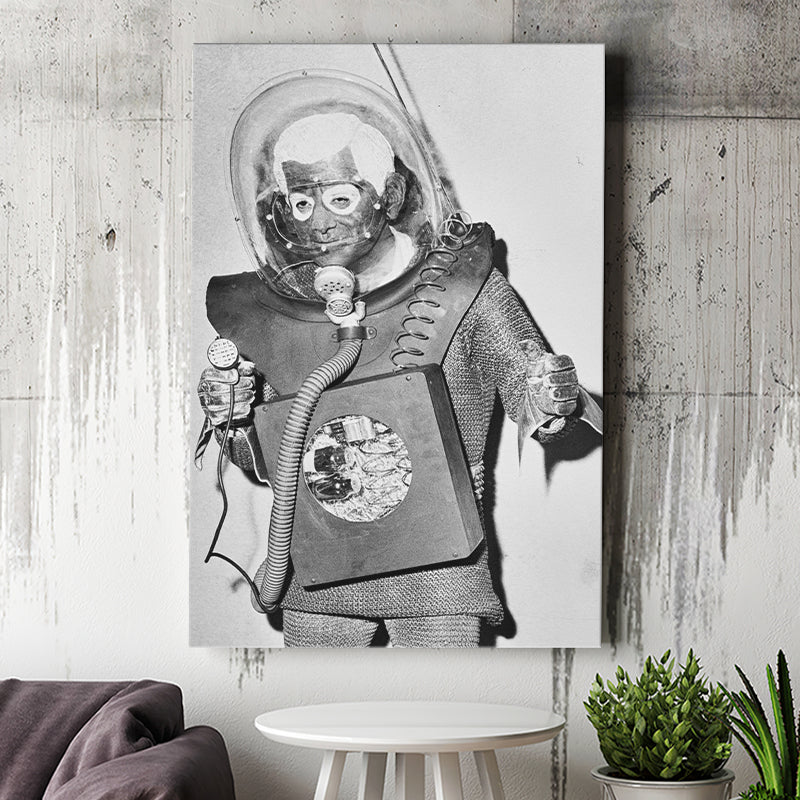 Martian Man Black And White Print, Man From Planet X Canvas Prints Wall Art Home Decor