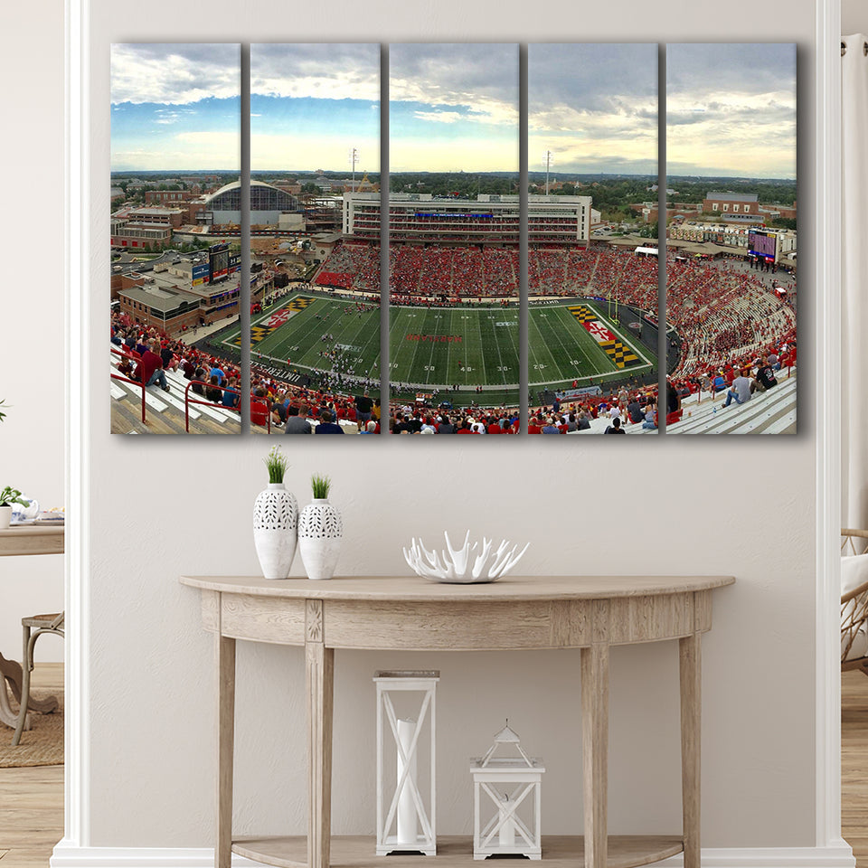 Maryland Terrapins Stadium Canvas Prints Maryland Stadium Wall Art American,Multi Panels B,Sport Stadium Art Prints, Fan Gift