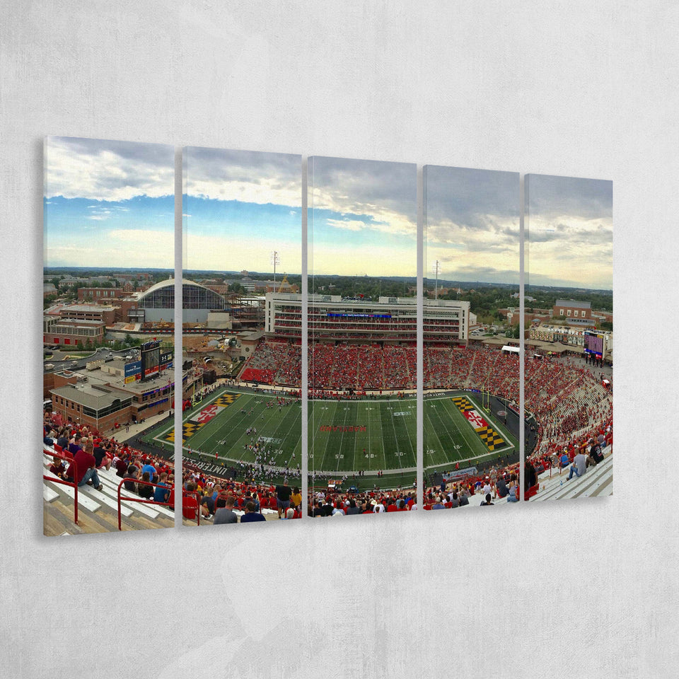 Maryland Terrapins Stadium Canvas Prints Maryland Stadium Wall Art American,Multi Panels B,Sport Stadium Art Prints, Fan Gift