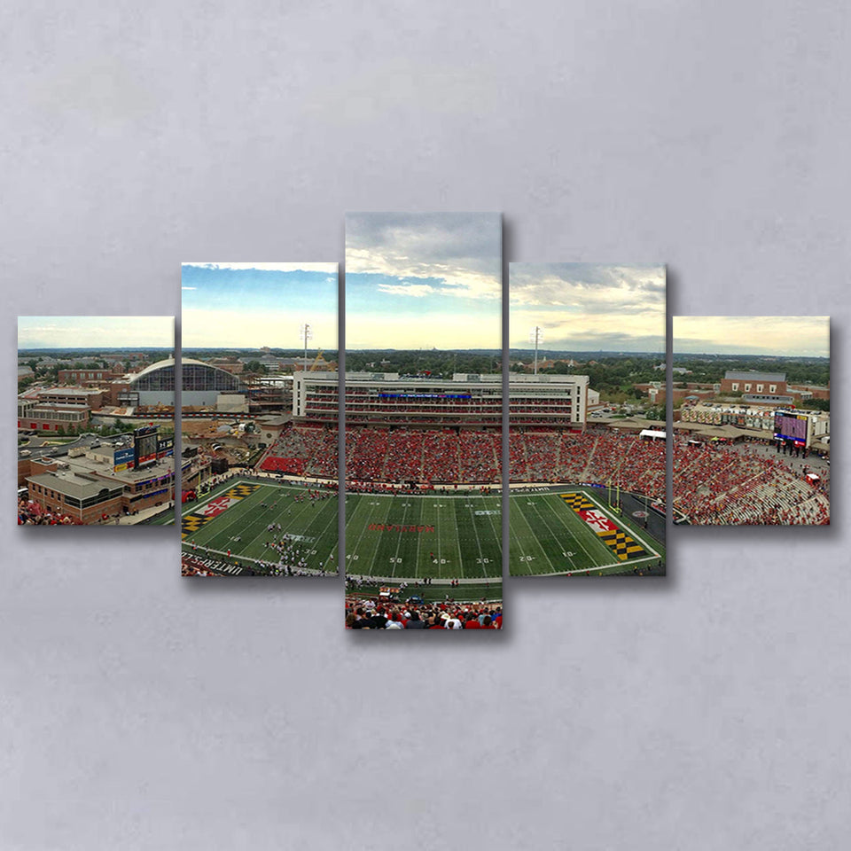 Maryland Terrapins Stadium Canvas Prints Maryland Stadium Wall Art American,Multi Panels,Sport Stadium Art Prints, Fan Gift