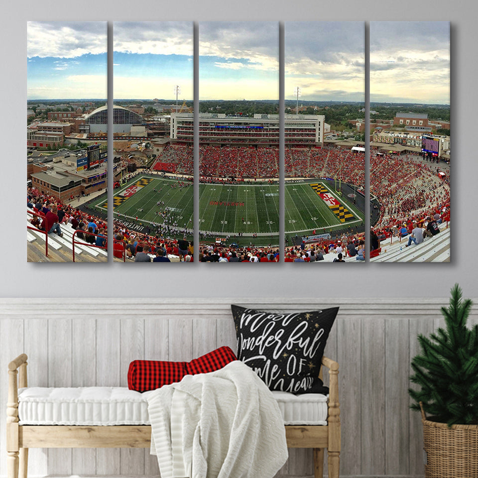 Maryland Terrapins Stadium Canvas Prints Maryland Stadium Wall Art American,Multi Panels B,Sport Stadium Art Prints, Fan Gift