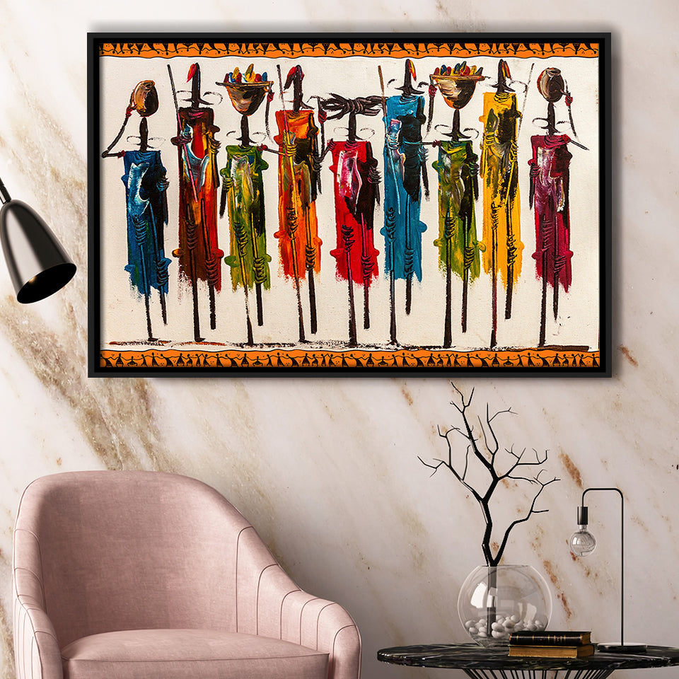 Masai Mara African Framed Canvas Prints Wall Art Decor, Framed Picture, Floating Frame