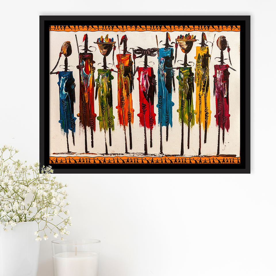 Masai Mara African Framed Canvas Prints Wall Art Decor, Framed Picture, Floating Frame