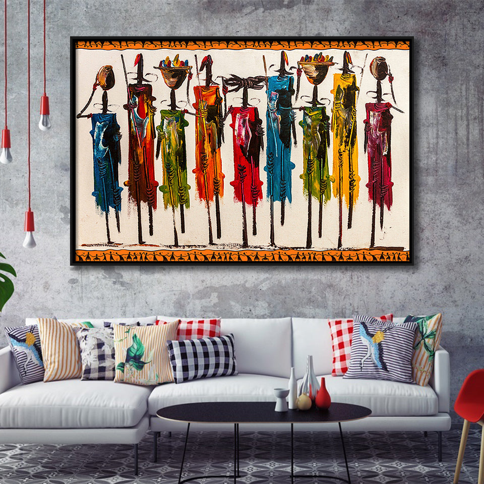 Masai Mara African Framed Canvas Prints Wall Art Decor, Framed Picture, Floating Frame