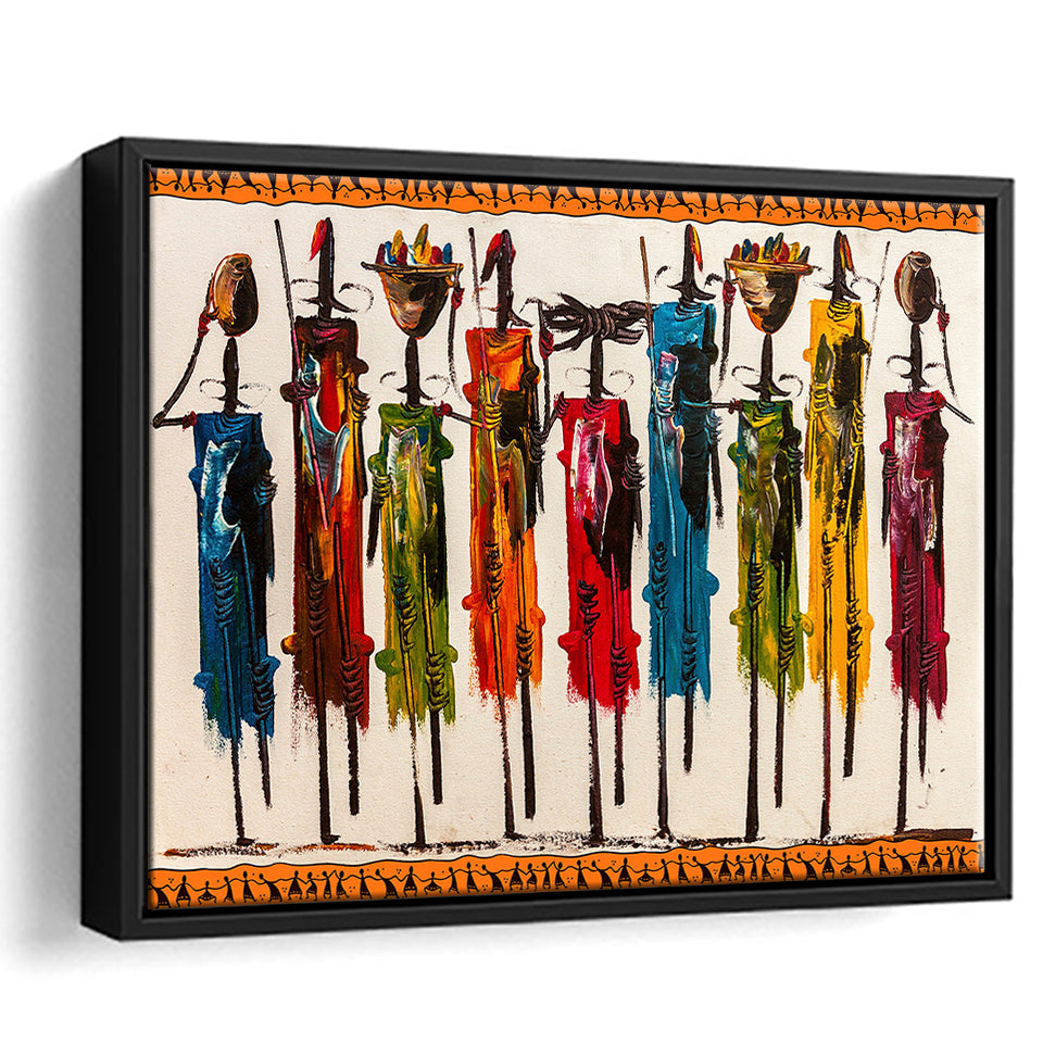 Masai Mara African Framed Canvas Prints Wall Art Decor, Framed Picture, Floating Frame