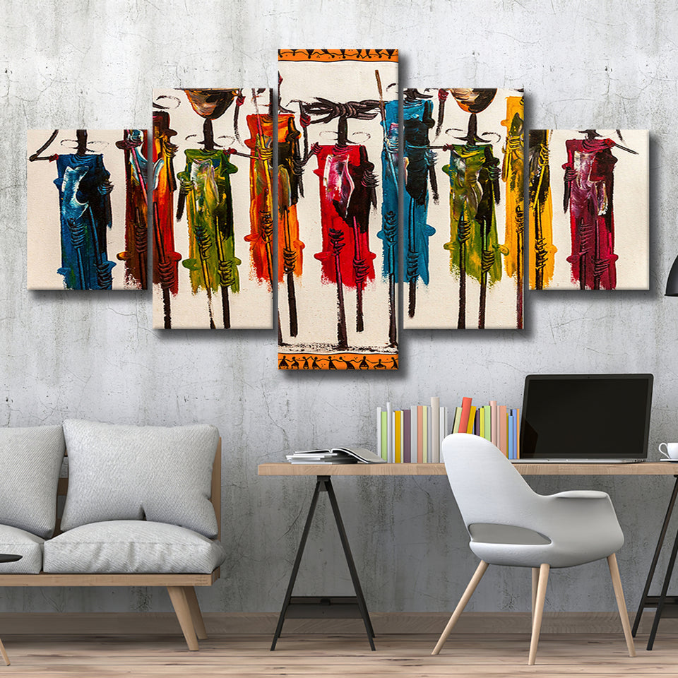 Masai Mara African 5 Piece Canvas Prints Wall Art Decor, Multi Panels, Mixed Canvas