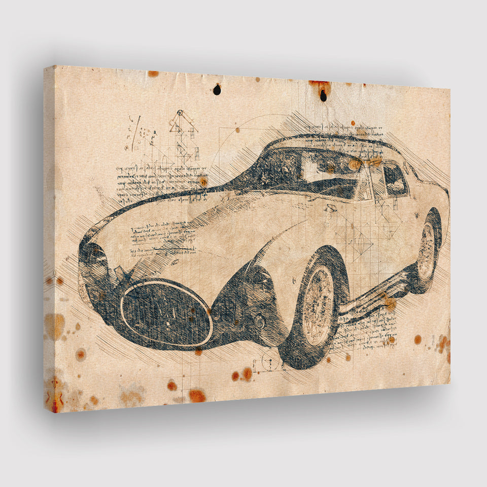 Maserati A6GSC Berlinetta Da Vinci Style Canvas Prints - Painting Canvas, Wall Art,Old Car, Prints for Sale,Wal Decor, Home Decor