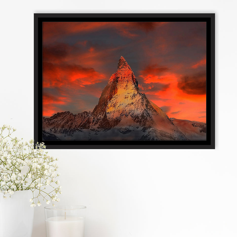 Matterhorn Mountain In Switzerland Framed Canvas Prints Wall Art Decor, Framed Picture, Floating Frame
