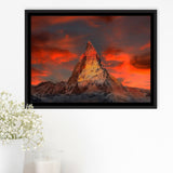 Matterhorn Mountain In Switzerland Framed Canvas Prints Wall Art Decor, Framed Picture, Floating Frame
