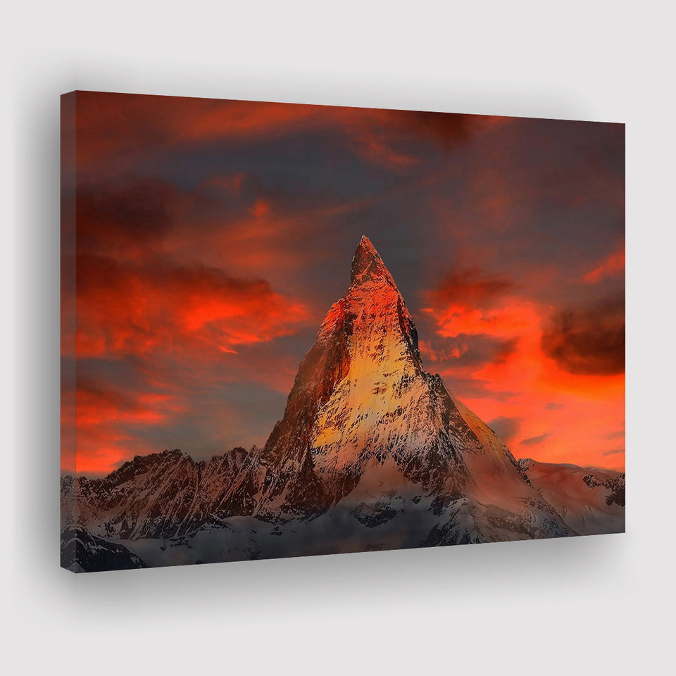 Matterhorn Mountain In Switzerland Canvas Prints Wall Art Decor - Painting Canvas,Home Decor, Ready to Hang