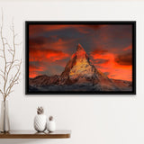 Matterhorn Mountain In Switzerland Framed Canvas Prints Wall Art Decor, Framed Picture, Floating Frame