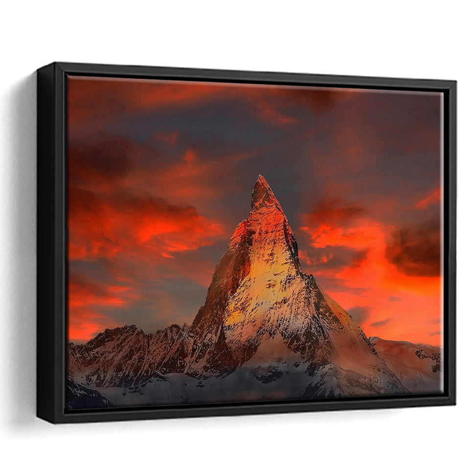 Matterhorn Mountain In Switzerland Framed Canvas Prints Wall Art Decor, Framed Picture, Floating Frame