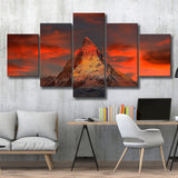 Matterhorn Mountain In Switzerland 5 Piece Canvas Prints Wall Art Decor, Multi Panels, Mixed Canvas