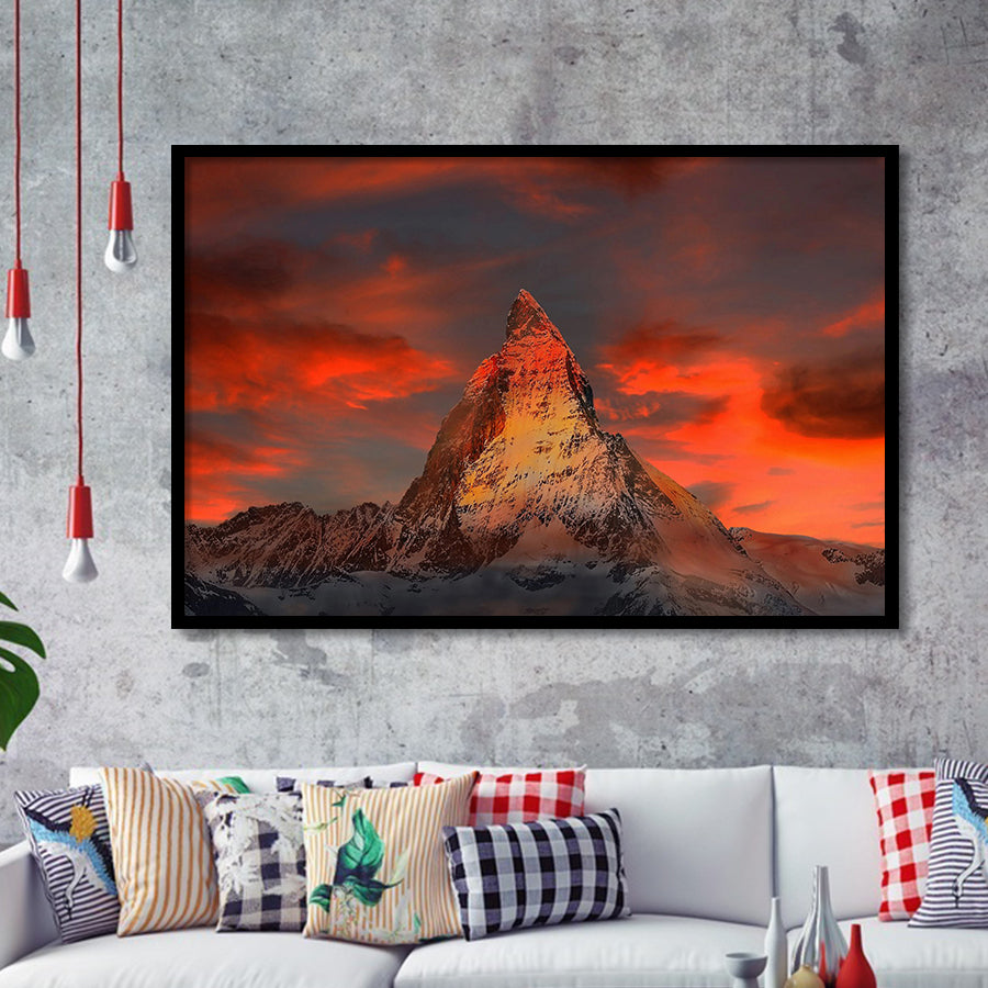 Matterhorn Mountain In Switzerland Framed Art Prints Wall Art Decor, Framed Picture, Home Decor