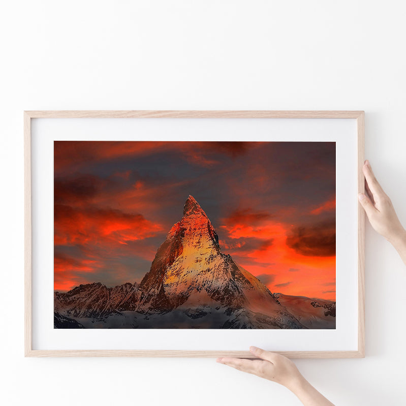 Matterhorn Mountain In Switzerland Poster Prints Wall Art Decor, Unframe, Poster Art