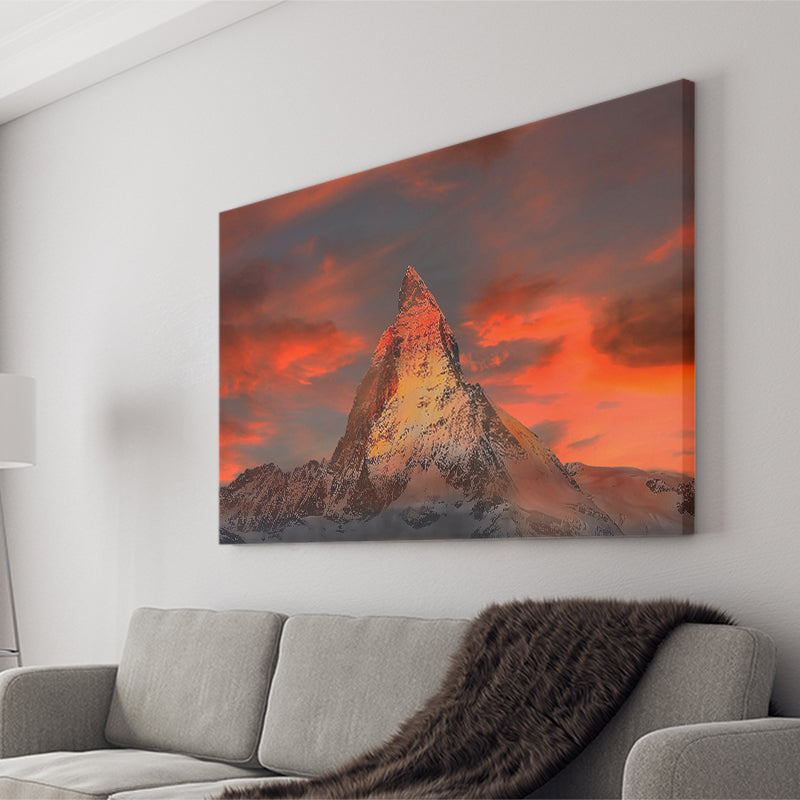 Matterhorn Mountain In Switzerland Canvas Prints Wall Art Decor - Painting Canvas,Home Decor, Ready to Hang