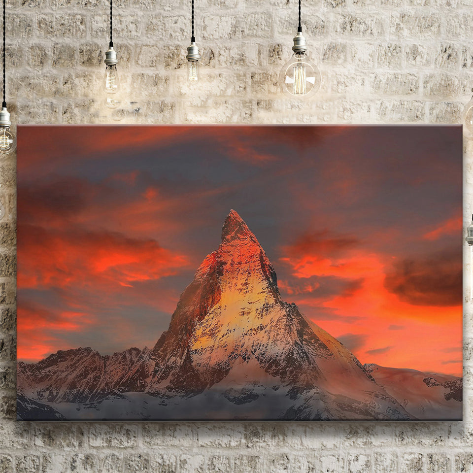 Matterhorn Mountain In Switzerland Canvas Prints Wall Art Decor - Painting Canvas,Home Decor, Ready to Hang