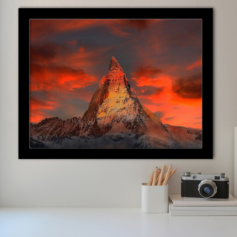 Matterhorn Mountain In Switzerland Framed Art Prints Wall Art Decor, Framed Picture, Home Decor