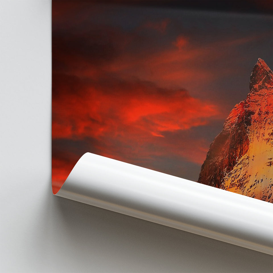 Matterhorn Mountain In Switzerland Poster Prints Wall Art Decor, Unframe, Poster Art