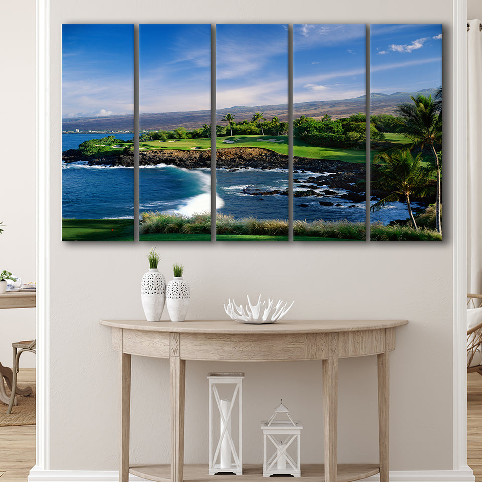 Mauna Kea Golf Course Hole 03, Hawaii, 5 Panels Extra Large Canvas Prints Wall Art Decor