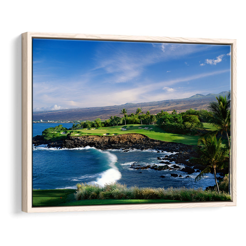 Mauna Kea Golf Course Hole 03, Hawaii, Golf Art Print, Framed Canvas Prints Wall Art Decor, Floating Frame