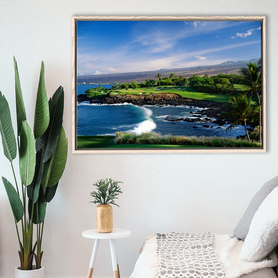 Mauna Kea Golf Course Hole 03, Hawaii, Golf Art Print, Framed Canvas Prints Wall Art Decor, Floating Frame