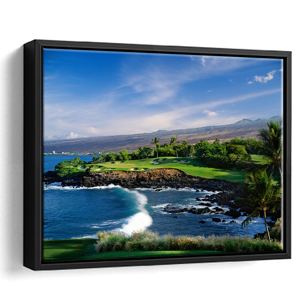Mauna Kea Golf Course Hole 03, Hawaii, Golf Art Print, Framed Canvas Prints Wall Art Decor, Floating Frame