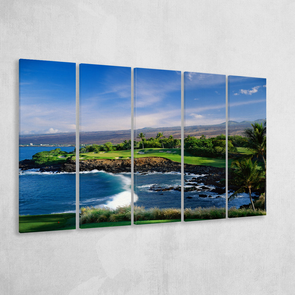 Mauna Kea Golf Course Hole 03, Hawaii, 5 Panels Extra Large Canvas Prints Wall Art Decor