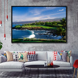 Mauna Kea Golf Course Hole 03, Hawaii, Golf Art Print, Framed Canvas Prints Wall Art Decor, Floating Frame