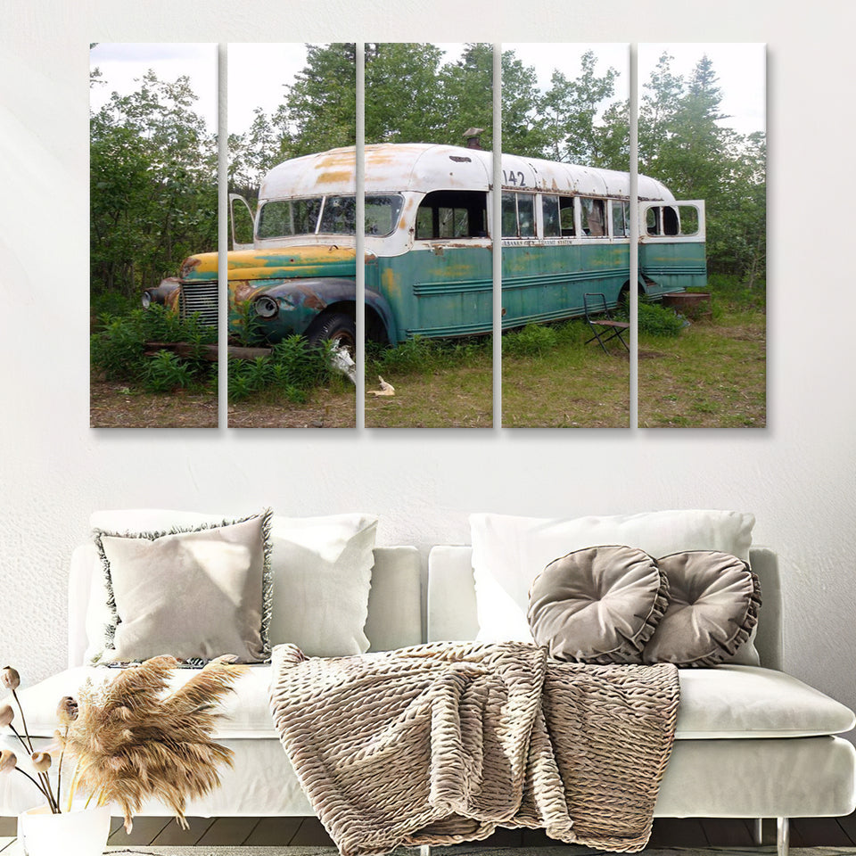 McCandless Bus Into The Wild 5 Piece Canvas Prints Wall Art - Painting Prints, Wall Decor,Multi Panels