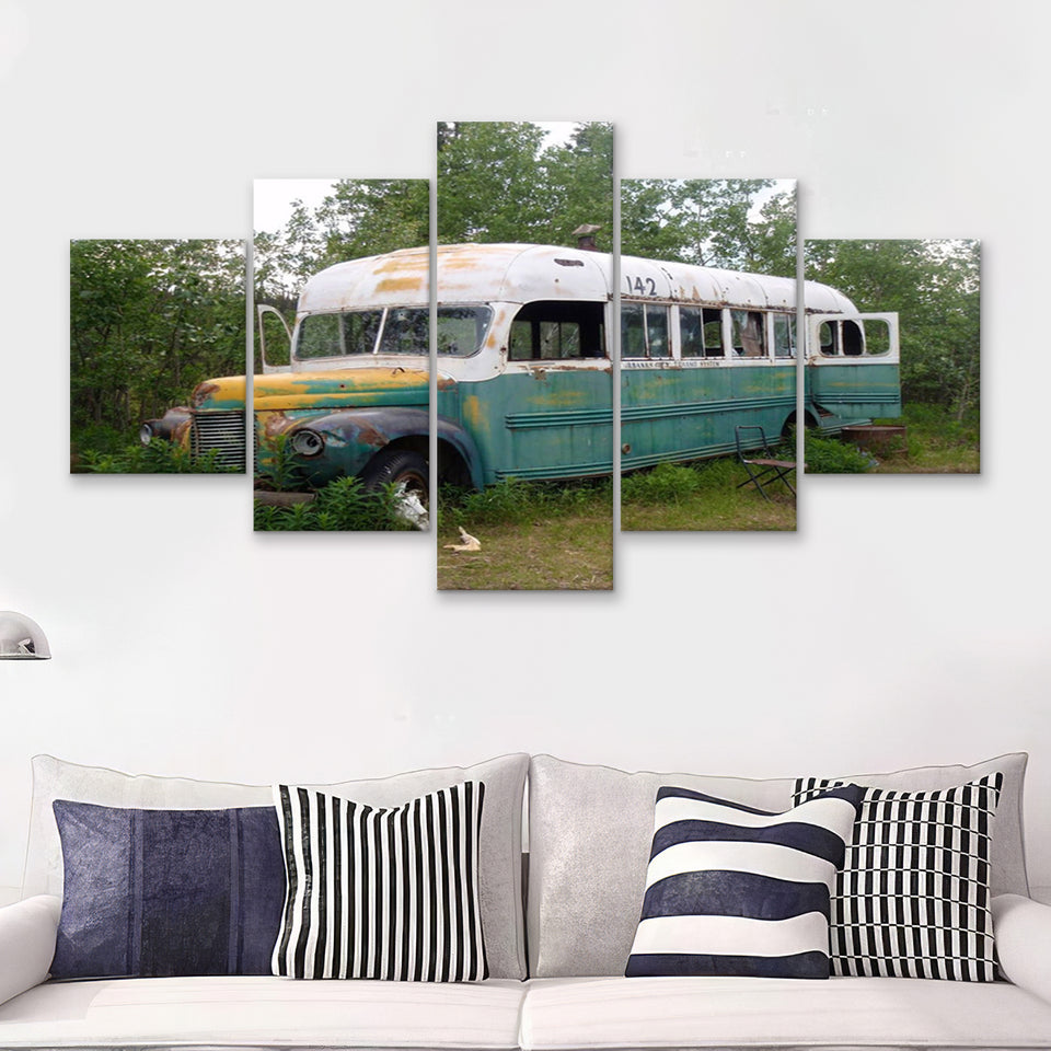 McCandless Bus Into The Wild 5 Piece Canvas Prints Wall Art - Painting Prints, Wall Decor,Multi Panel