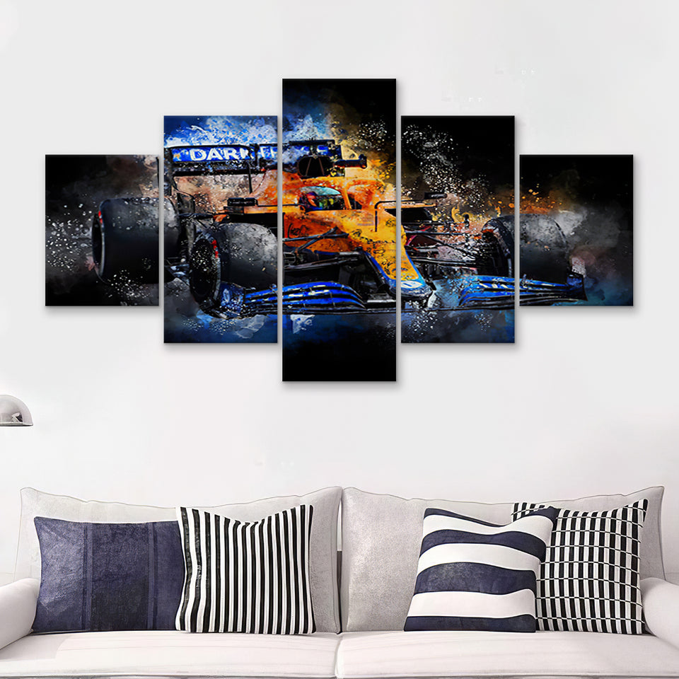 Mclaren F1 Painting F1 Formula One Car 5 Pieces Canvas Prints Wall Art - Painting Canvas, Multi Panels, Wall Decor