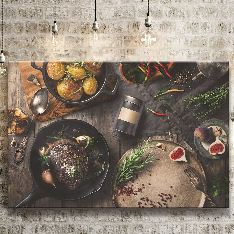 Meat Steakroasted Potato Canvas Prints Wall Art - Painting Canvas,Wall Decor,Art Print,Home Decor