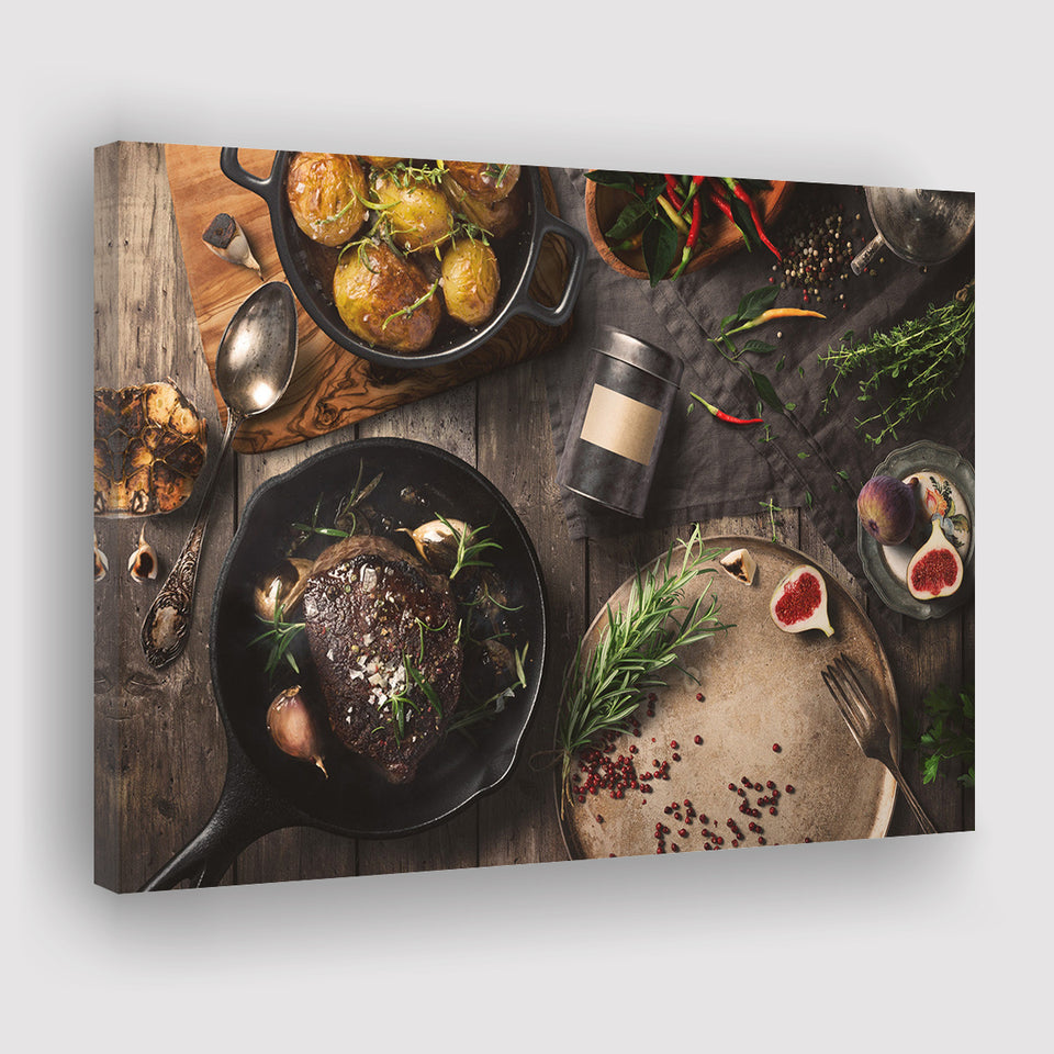 Meat Steakroasted Potato Canvas Prints Wall Art - Painting Canvas,Wall Decor,Art Print,Home Decor