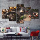 Meat Steakroasted Potato 5 Piece Multi Panels Canvas Prints Wall Art - Painting Canvas,Wall Decor