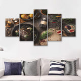 Meat Steakroasted Potato 5 Piece Multi Panels Canvas Prints Wall Art - Painting Canvas,Wall Decor