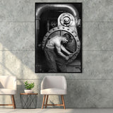 Mechanic Black And White Print, Lewis Hine Framed Canvas Prints Wall Art Home Decor, Floating Frame
