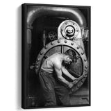 Mechanic Black And White Print, Lewis Hine Framed Canvas Prints Wall Art Home Decor, Floating Frame