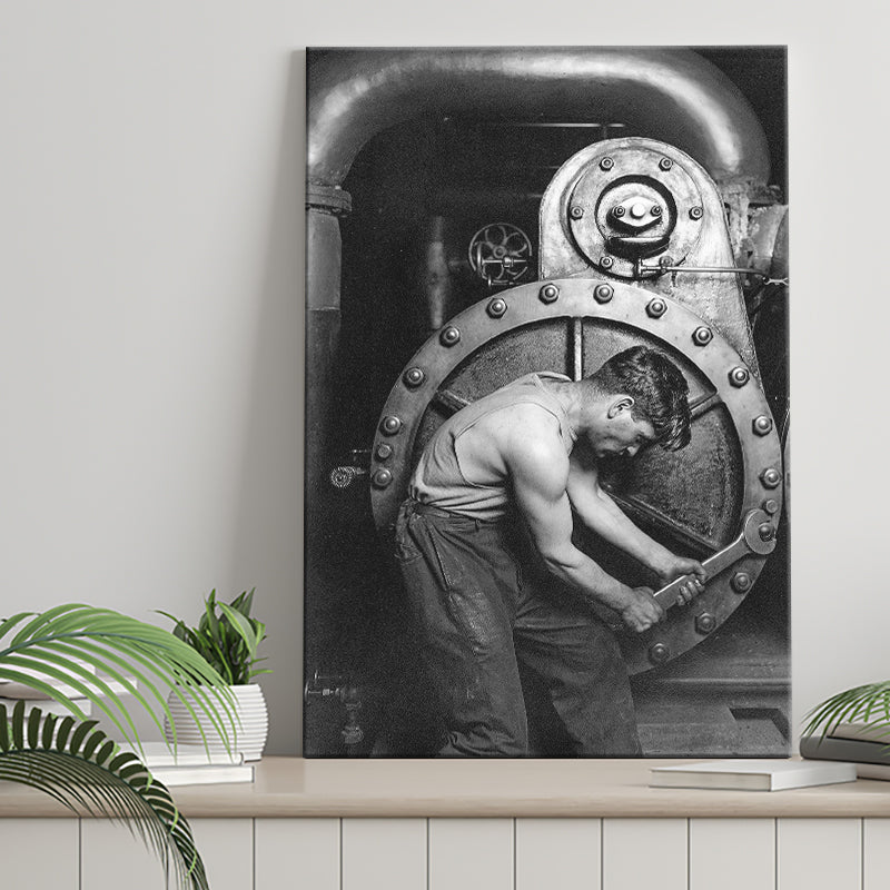 Mechanic Black And White Print, Lewis Hine Canvas Prints Wall Art Home Decor