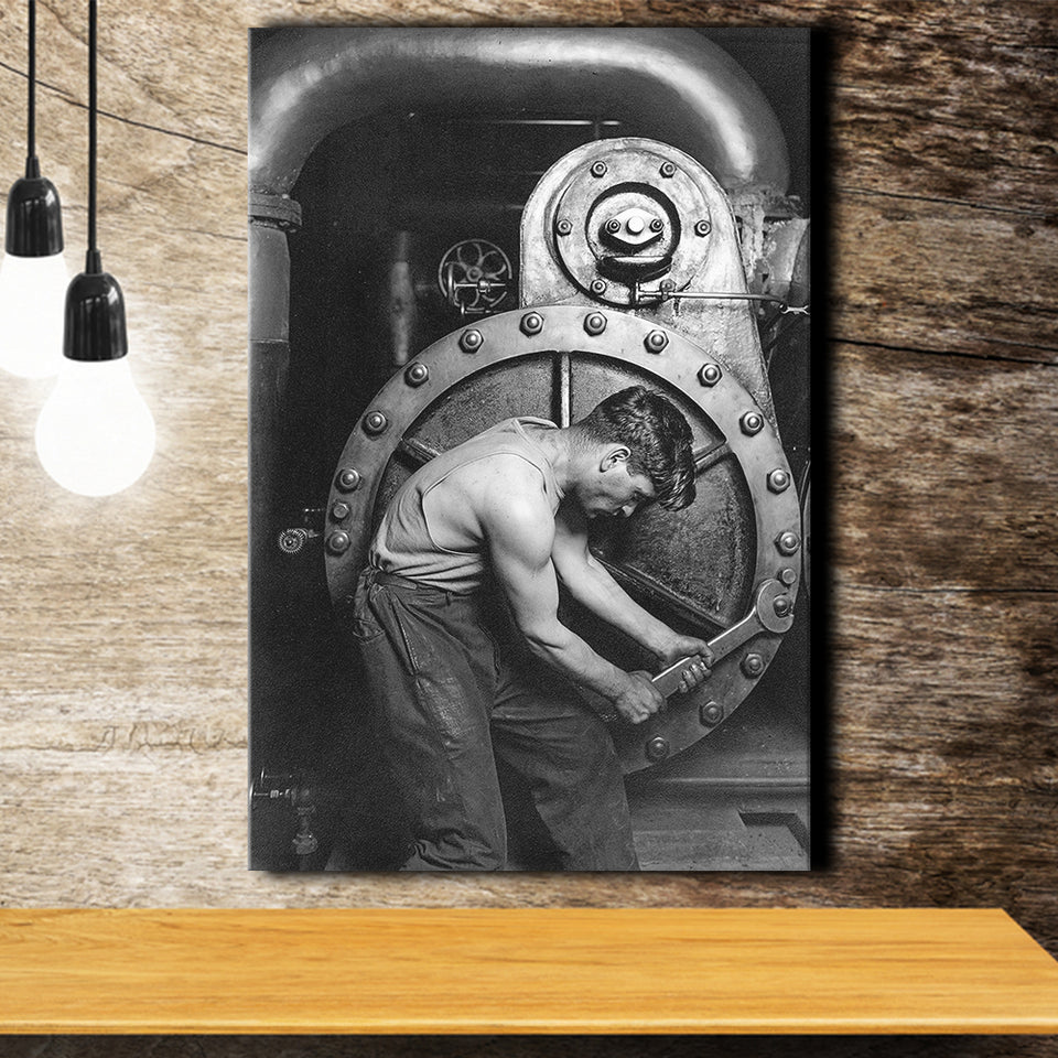 Mechanic Black And White Print, Lewis Hine Canvas Prints Wall Art Home Decor