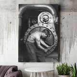 Mechanic Black And White Print, Lewis Hine Canvas Prints Wall Art Home Decor