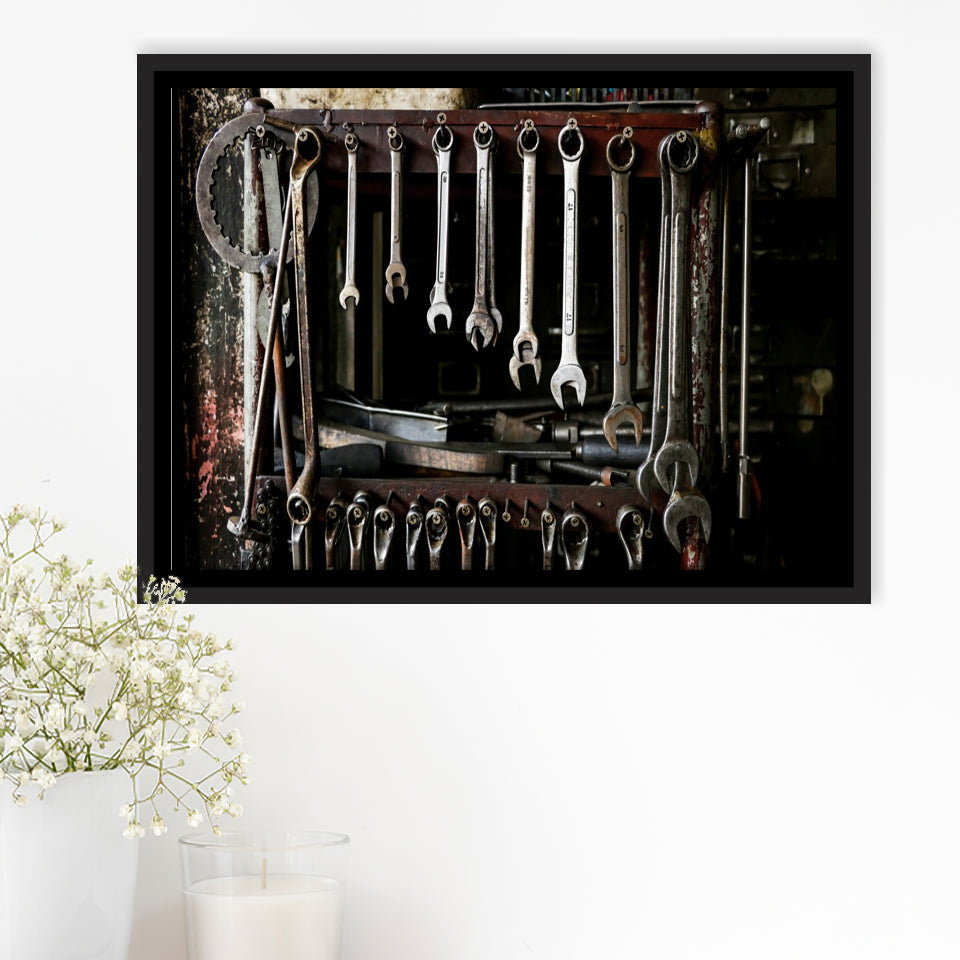 Mechanic Tools Framed Canvas Prints Wall Art - Painting Prints, Wall Decor, Floating Frame