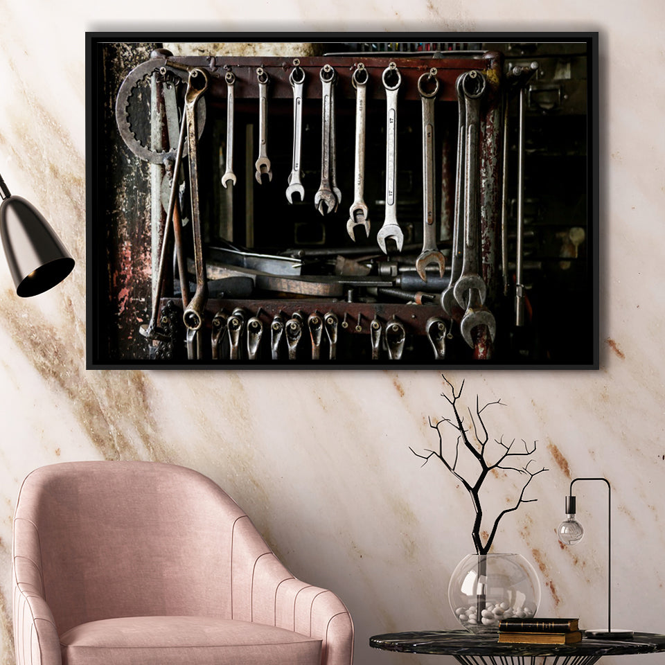 Mechanic Tools Framed Canvas Prints Wall Art - Painting Prints, Wall Decor, Floating Frame