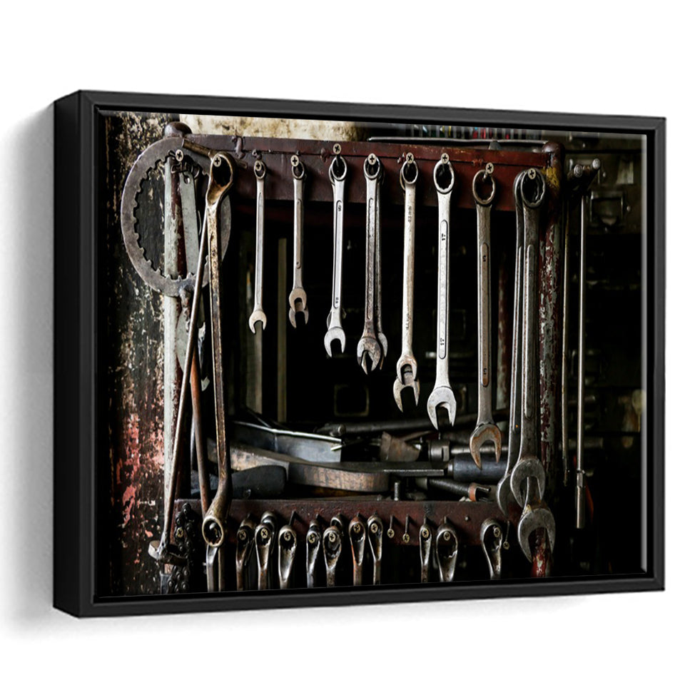 Mechanic Tools Framed Canvas Prints Wall Art - Painting Prints, Wall Decor, Floating Frame